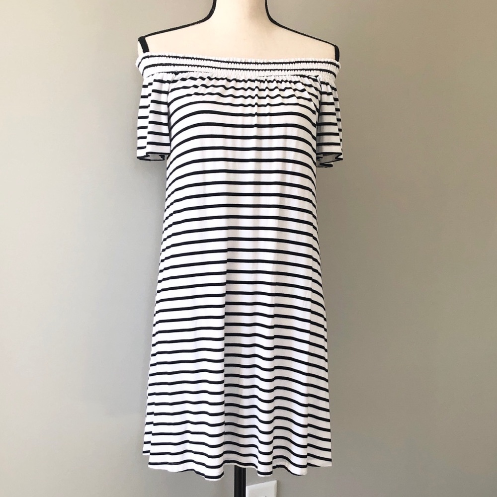 Striped off shoulder dress!